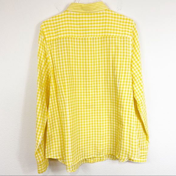Crown & Ivy | Yellow Gingham Button Down Sz XL - Picture 2 of 6